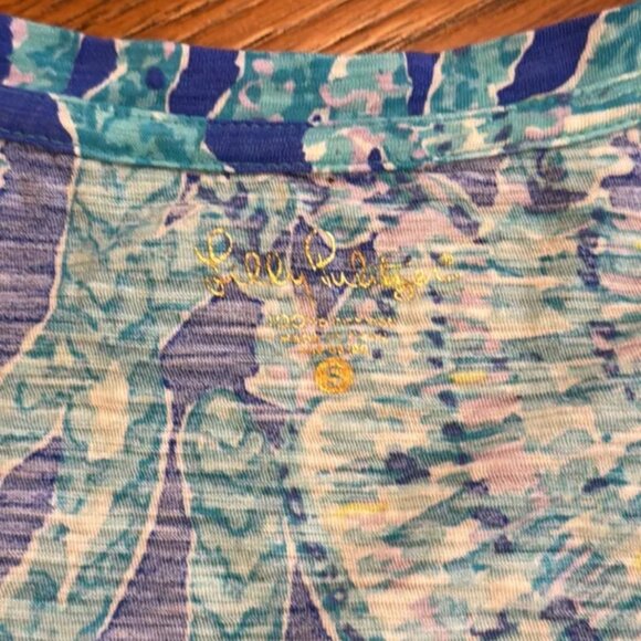 Lilly Pulitzer Daley Tee in capri teal pop toruga time size small - Picture 4 of 6